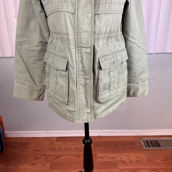 Gap Kids Olive Army Green Hooded Utility Jacket Sz L (10) - Picture 8 of 12